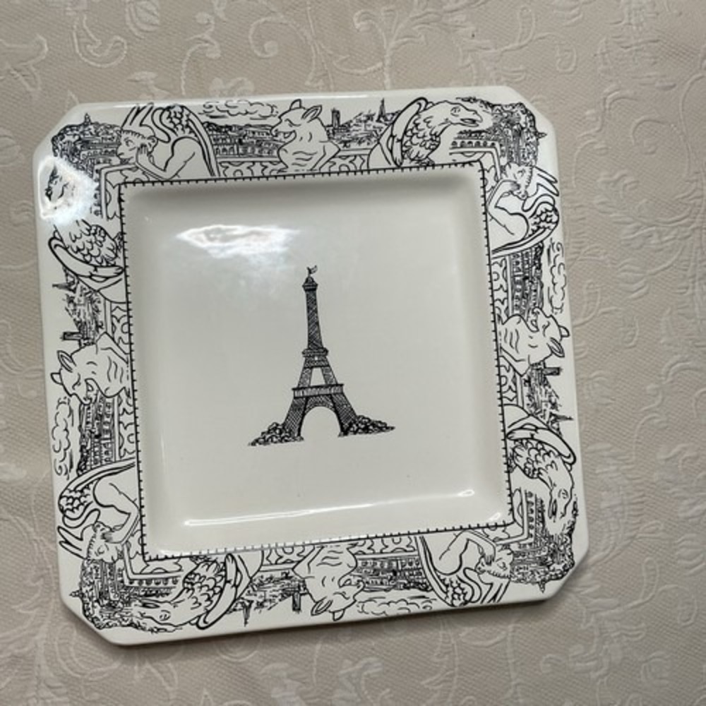Mikasa Parisian‎ Scenes Square Serving Platter Collected Design White 16 1/8"